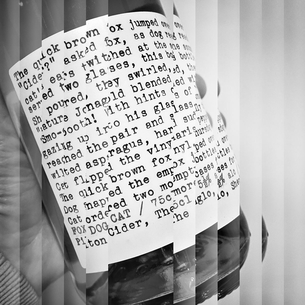 Image of a typewritten label on a cider bottle
